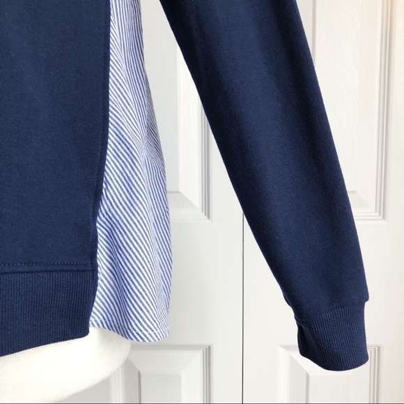 Kensie Jeans Navy Blue Mixed Media Sweatshirt Size XS - Picture 8 of 14